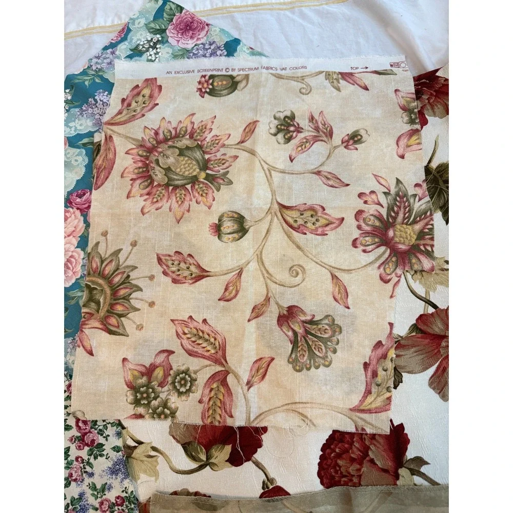 VTG new Lot of 7 flower print floral designs fabrics various size samples colors